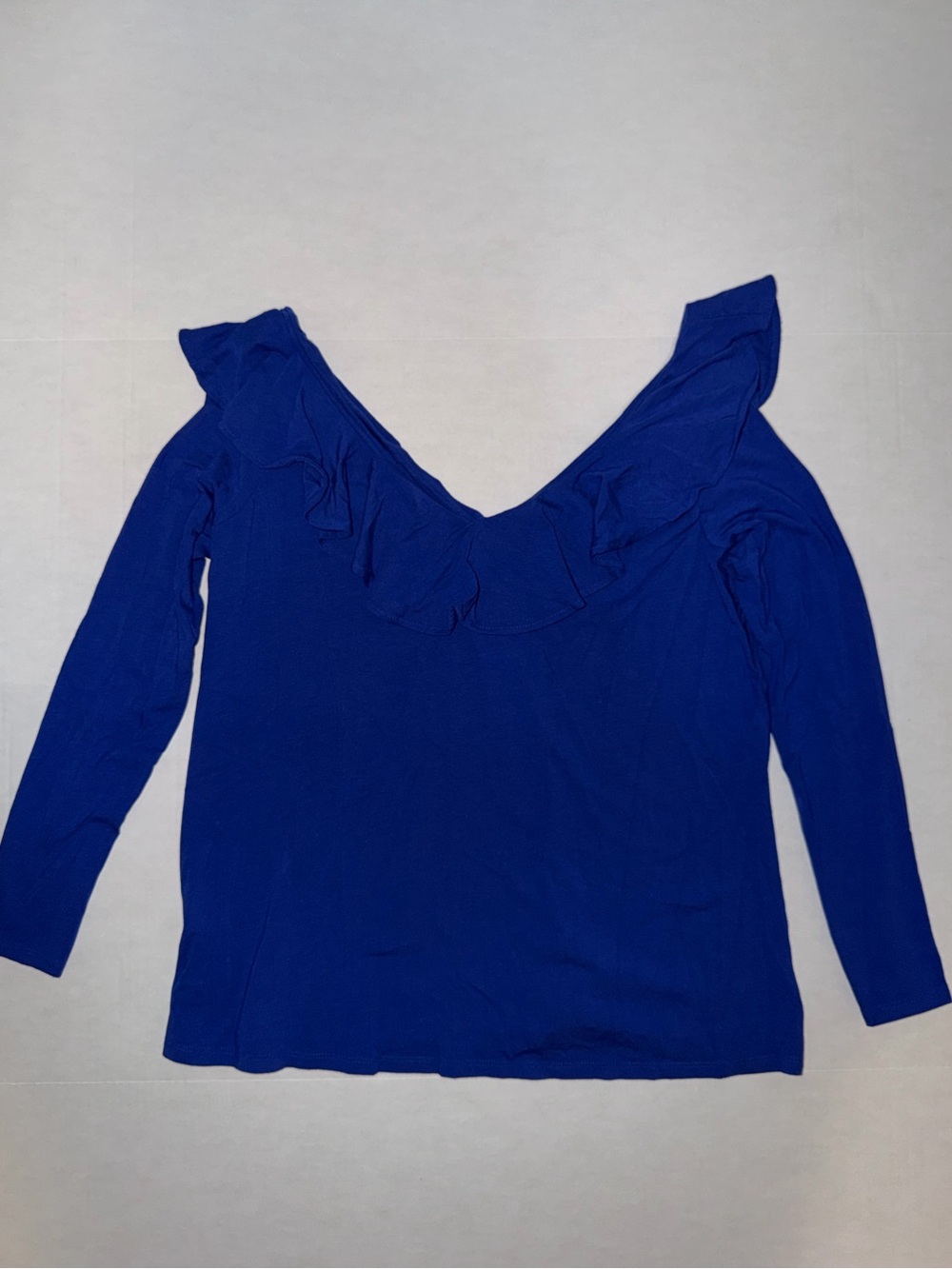 Lilly Pulitzer Royal Blue Ruffle V-Neck Long Sleeve Top